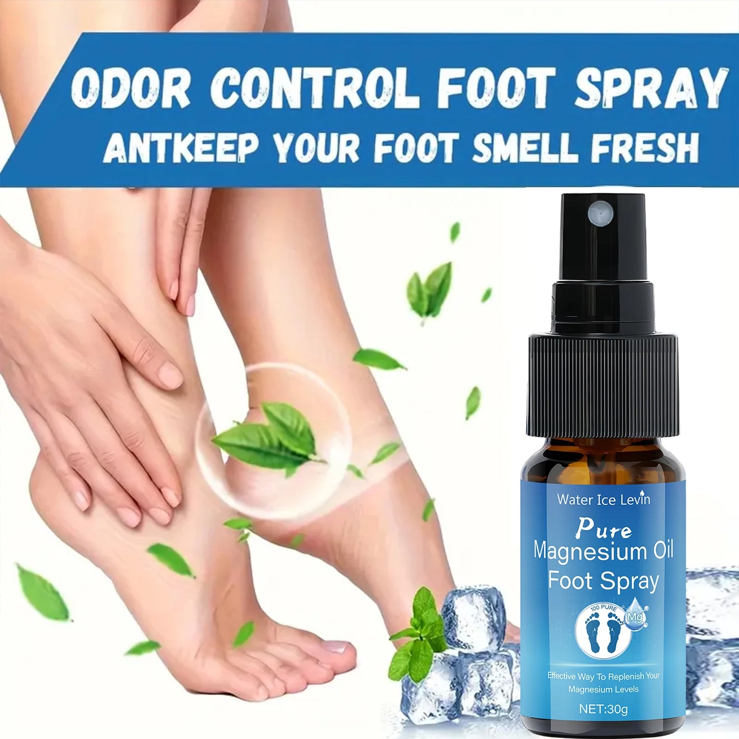 Pure Magnesium Oil Foot Spray with Vitamin E - Moisturizing, Fast-Absorbing Foot Care for Elastic, Smooth Skin