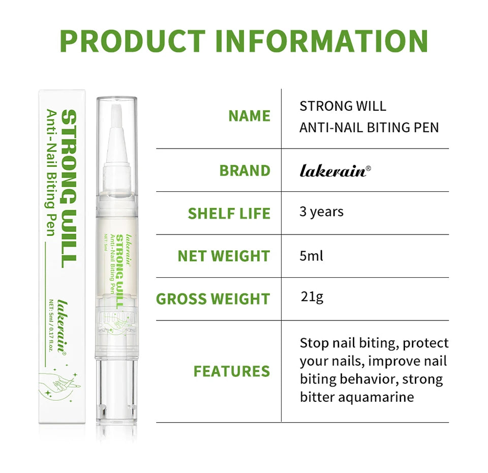 Strong Will Anti-Nail Biting Click Pen Stop Nail Biting Care Nails Improve Nail Biting Behavior Strong Bitter Aquamarine Pen
