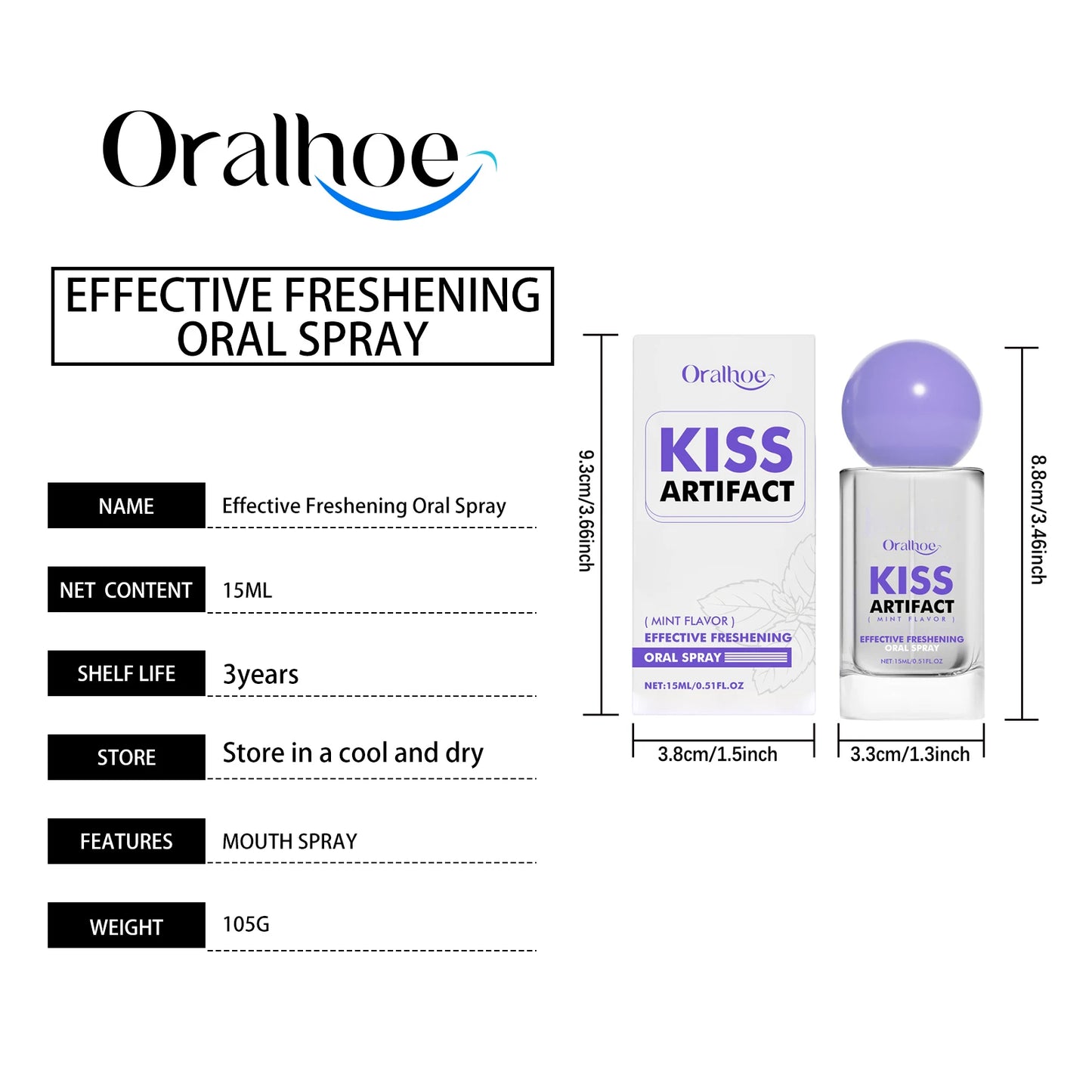 Breath Freshener Spray Mint Flavor Removal Halitosis Plaque Stains Fresh Oral Care Female Male Portable Breath Mouth Care Spray