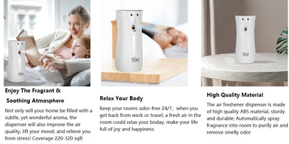 Air Freshener Spray Automatic Aerosol Dispenser Wall Mount/Free Standing Refillable Filling Fragrance for Home Room Office Hotel