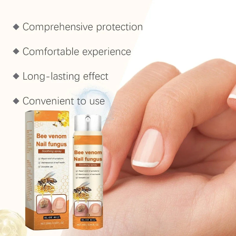 Bee Venom Nail Soothing Spray Nail Growth Spray Bee Venom Nail Treatment Cleaning Spray for Hand Foot Nails Hongos Uñas Pies