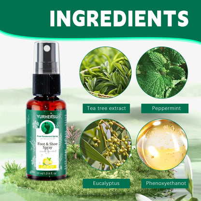 Lemon Fresh Foot Deodorant Spray - Kills Odor & Bacteria, Keeps Feet Dry, 24H Long Lasting, Natural Ingredients, for Men Women