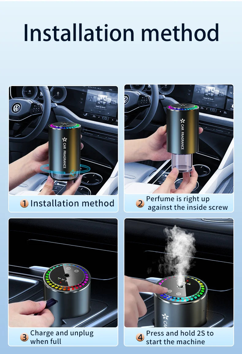 Car Air Freshener 3 in 1 Color Car Perfume Aroma Diffuser Automatic Spray Deodorization Aroma Diffuser Colorful Atmosphere Light