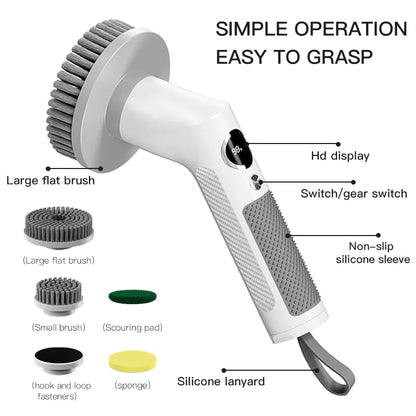 Kitchen Cleaning Tool USB 5 in 1 Cleaner Bathroom Bathtub Clean Brush Spin Scrubber Electric Cleaning Brush to Dishwashing Sink