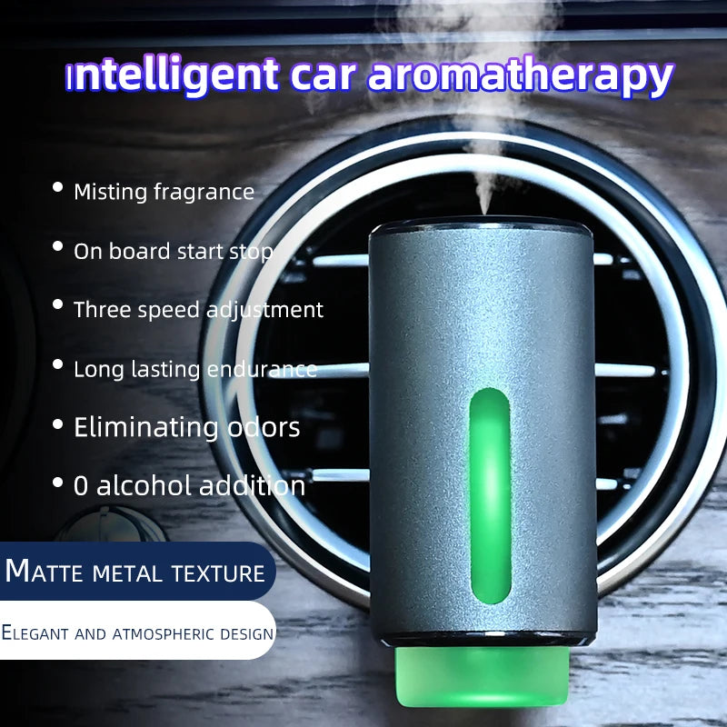 Car Air Freshener, Three Adjustable Modes Intelligent Car Aroma Diffuser, Rechargeable Car Aroma Diffuser, Black