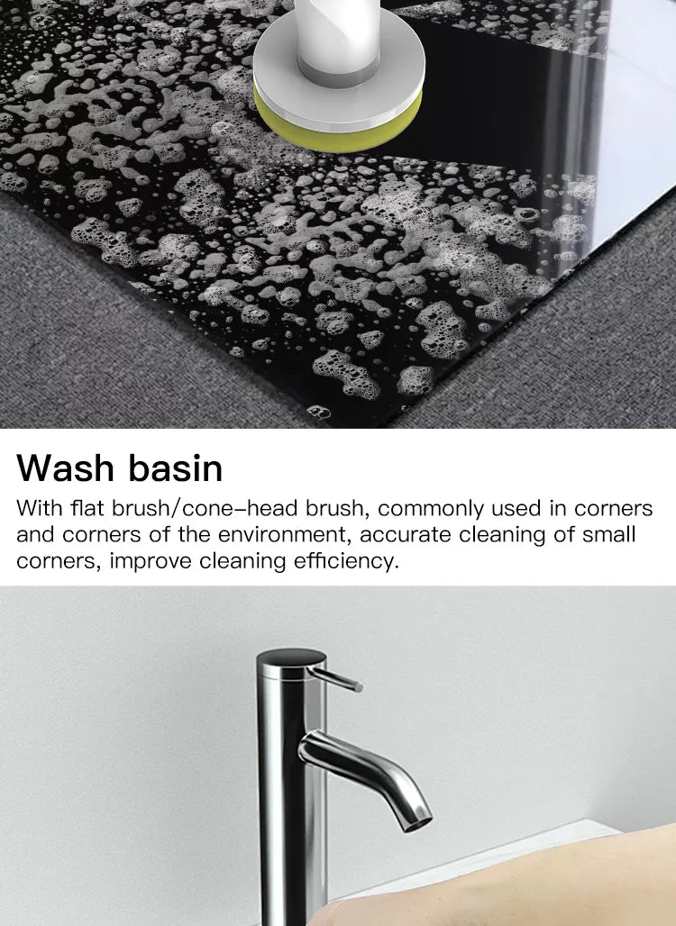 Kitchen Cleaning Tool USB 5 in 1 Cleaner Bathroom Bathtub Clean Brush Spin Scrubber Electric Cleaning Brush to Dishwashing Sink