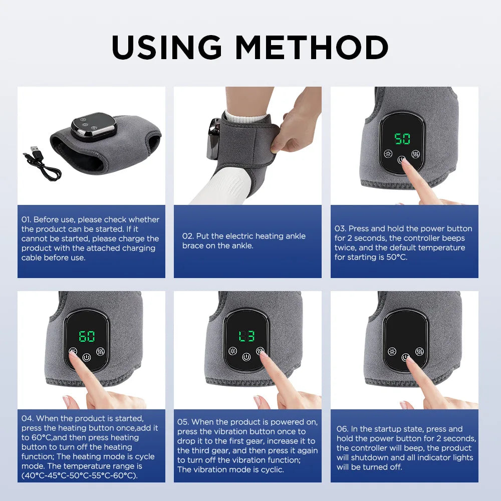 Electric foot massager vibrates and relaxes ankle massager warm and hot compress ankle brace joint sprain ankle brace relaxes mu