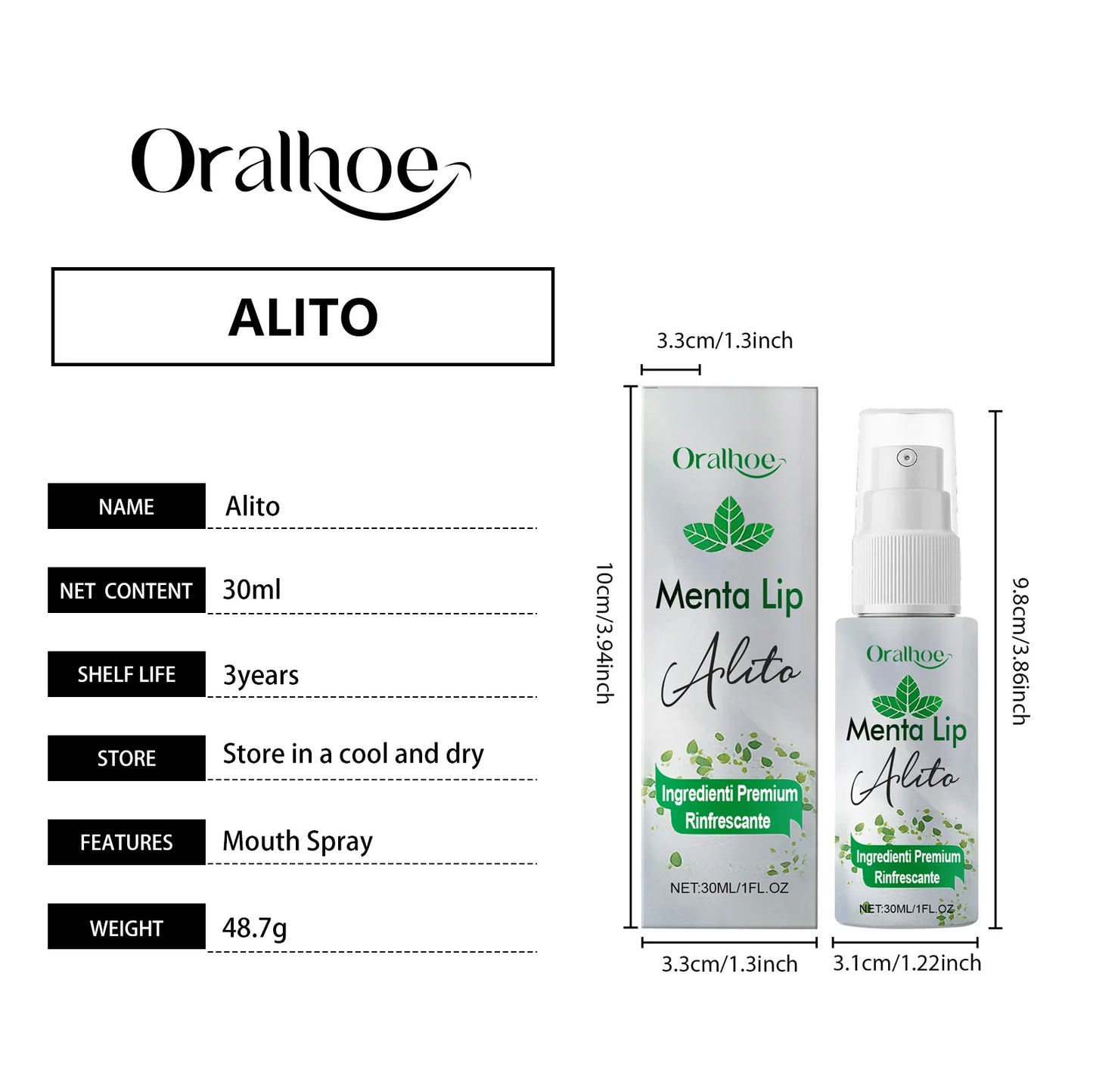 Mint Mouth Freshener Spray Oral Spray Remove Bad Breath Long Lasting Freshens Breath Refreshing Oral Care Products 30ml