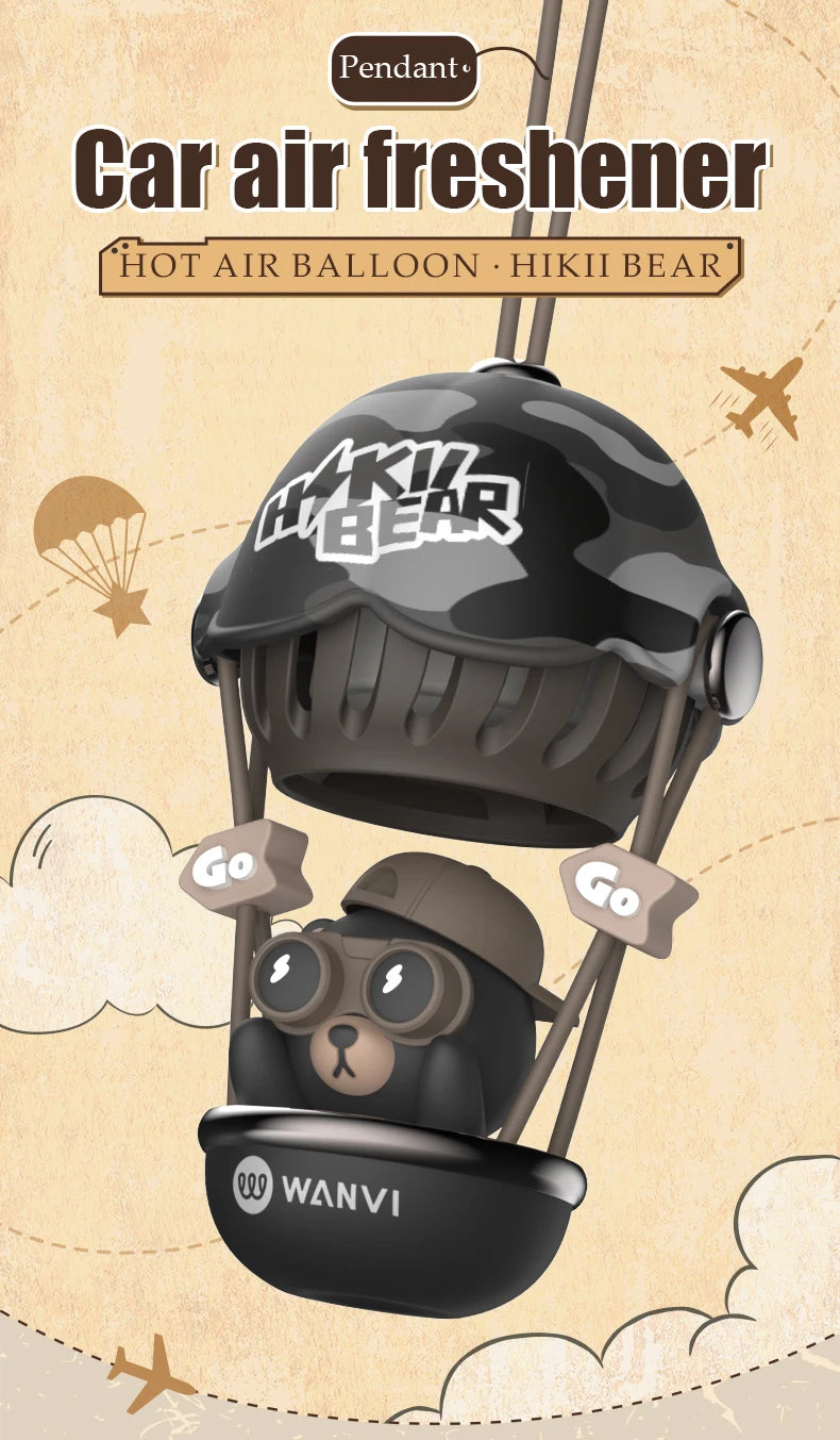 Hot air balloon bear car air freshener hanging accessories perfume fragrance diffuser decoration rearview mirror pendant hanger