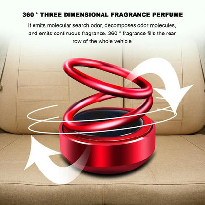 1PC Portable Kinetic Mini Car Air Freshener Solar Powered Double Ring Rotating Air Cleaner Perfume Fragrance Diffuser Decoration