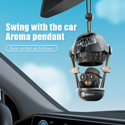 Hot air balloon bear car air freshener hanging accessories perfume fragrance diffuser decoration rearview mirror pendant hanger
