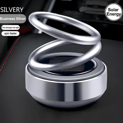 1PC Portable Kinetic Mini Car Air Freshener Solar Powered Double Ring Rotating Air Cleaner Perfume Fragrance Diffuser Decoration