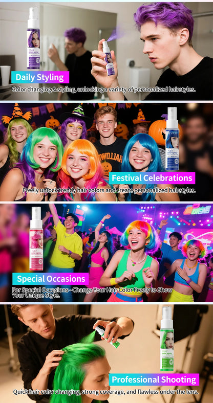 New Hair Color Spray Temporary Diy Hair Dye Spray Halloween Party Costume Instant Hair Styling Spray Disposable Hair Tools 30ml