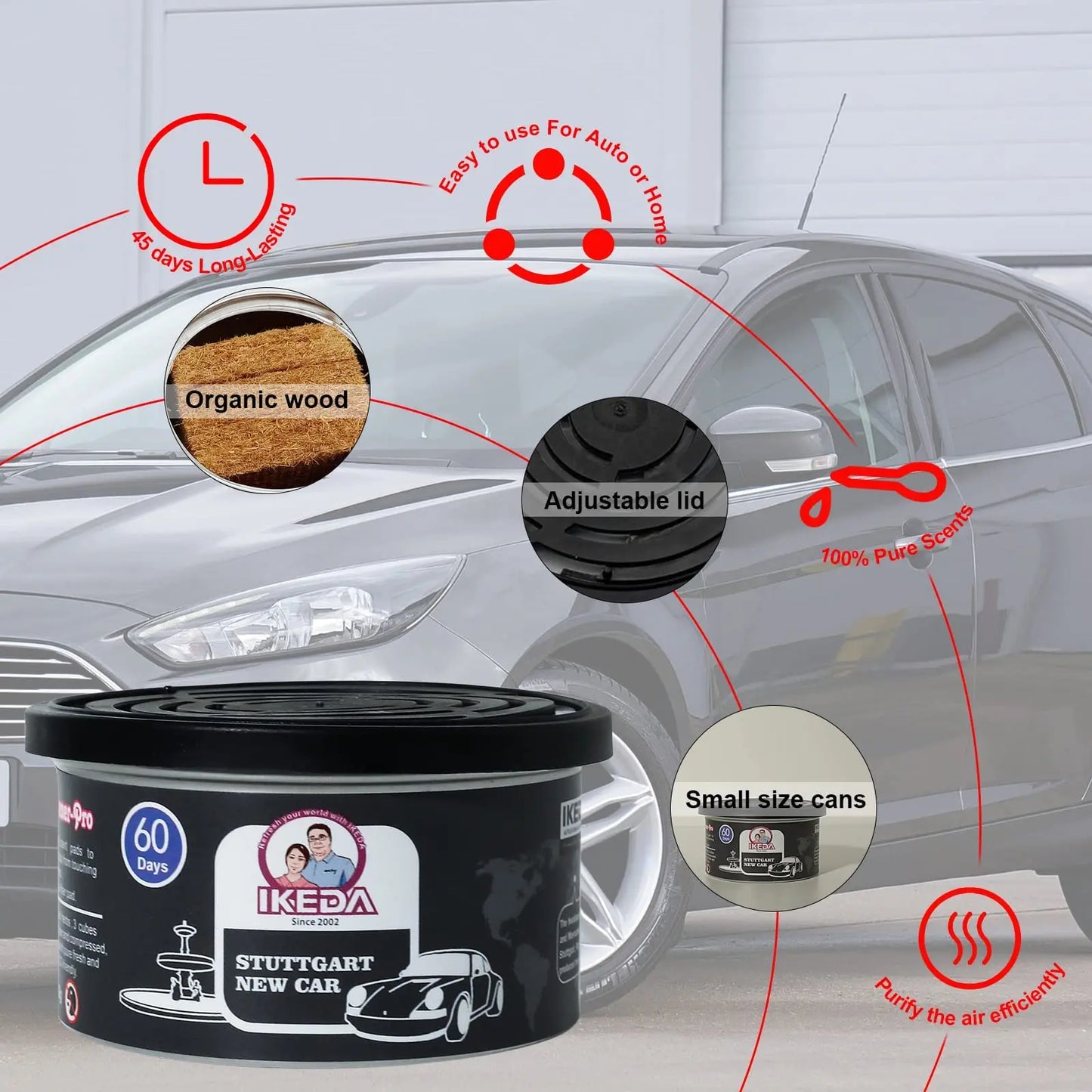 Car Air Fresheners:  Lemon Scent | Organic Cans | Odor Eliminator Essential | Long-Lasting | Strong Fragrance | For Home Closet