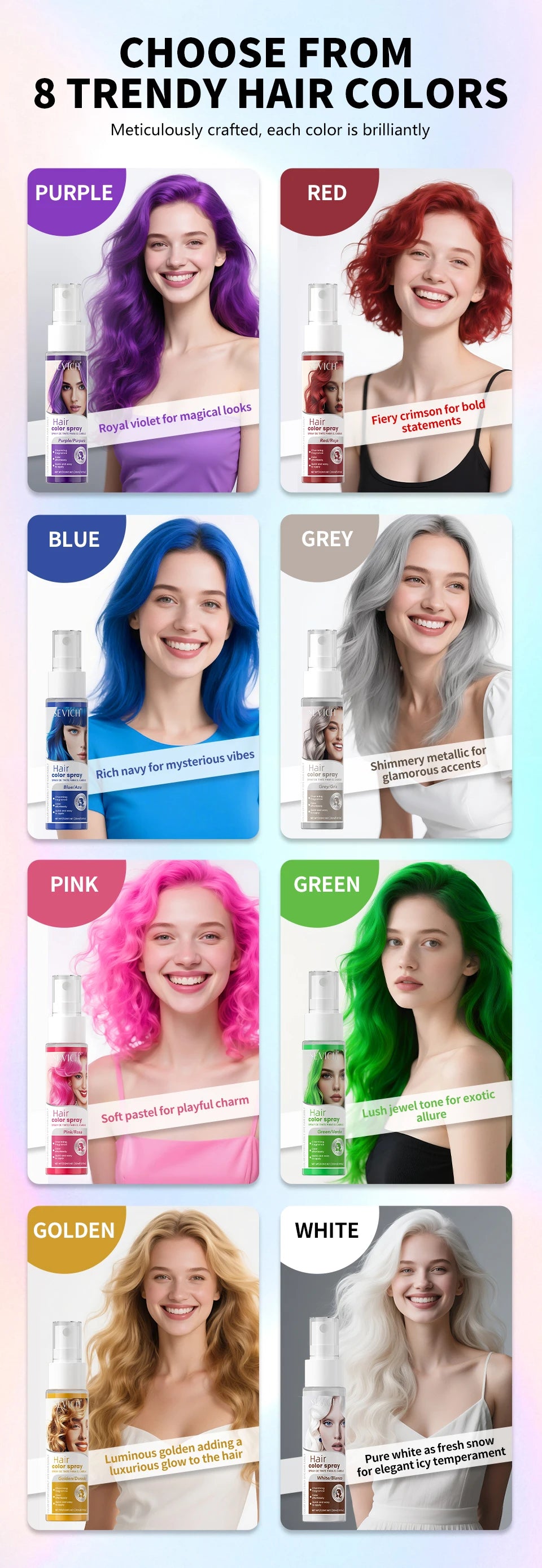 New Hair Color Spray Temporary Diy Hair Dye Spray Halloween Party Costume Instant Hair Styling Spray Disposable Hair Tools 30ml