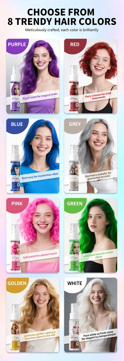 New Hair Color Spray Temporary Diy Hair Dye Spray Halloween Party Costume Instant Hair Styling Spray Disposable Hair Tools 30ml