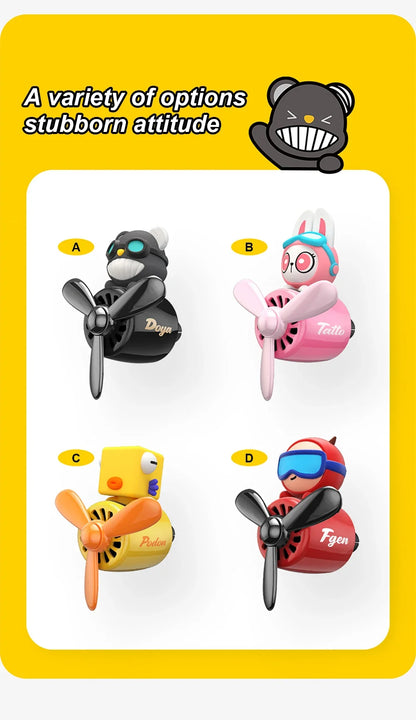 New Car Air Freshener Cute Cartoon Pilot Car Interior Perfume Diffuser Outlet Rotating Propeller Outlet Fragrance Car Perfume