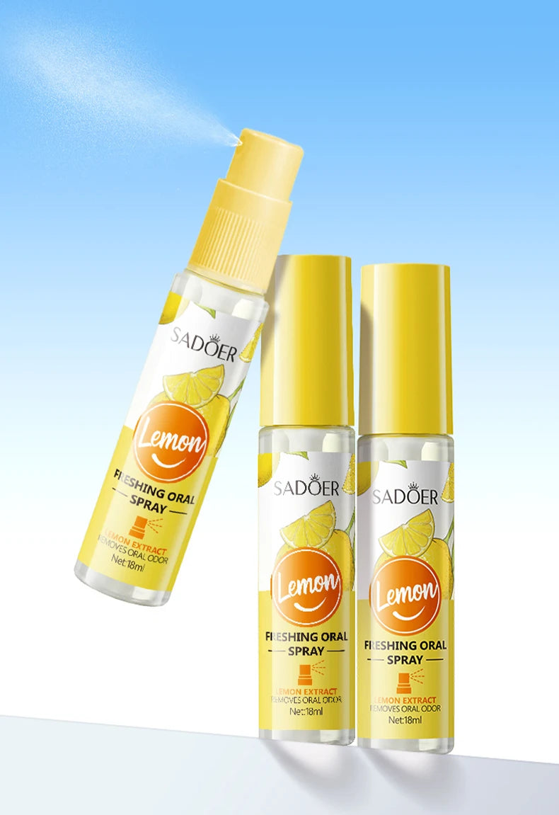 18ML Lemon Oral Fresh Mouth Spray Fresh Breath Eliminate Bad Breath Spray Deodorant Persistent Protable Fragrance No Alcohol