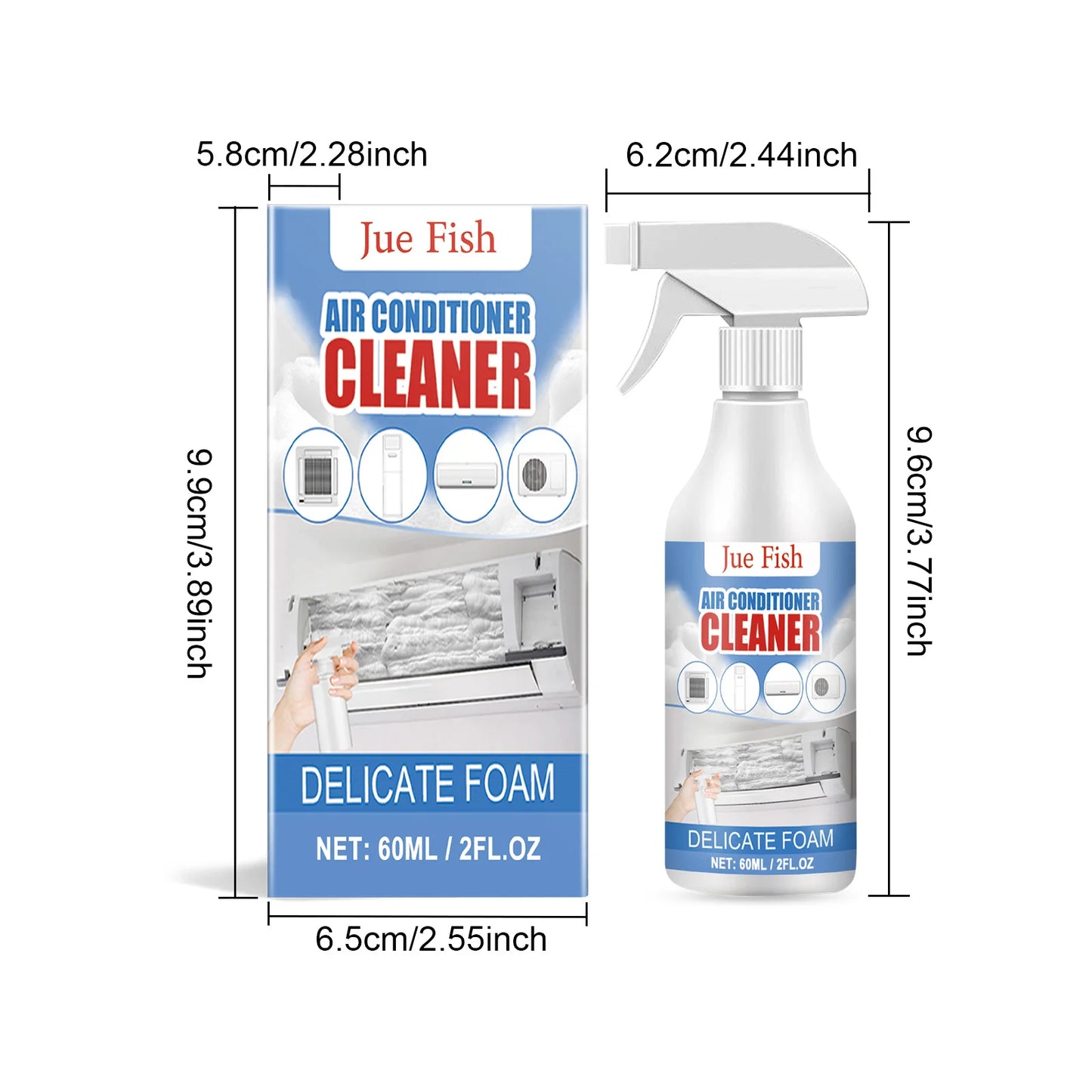 Air Conditioner Cleaner Spray Deeply Cleans Internal Dust Bacteria Removes Odors Washing Foaming Cleaner No Disassembly Washing
