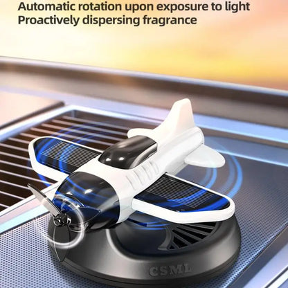 Air Freshening Diffuser with Rotating Aircraft Shape Design; Eco-friendly Solar Powered Operated for Vehicles