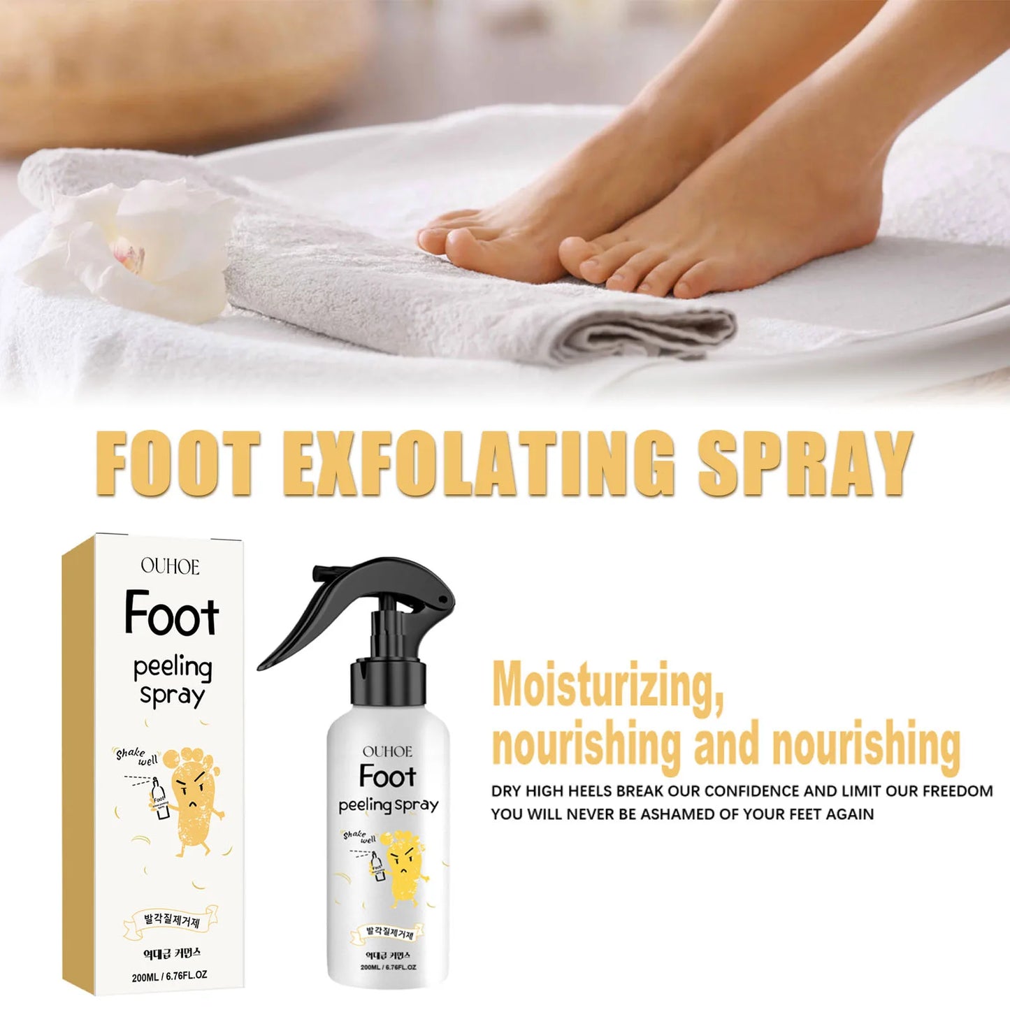 Foot Exfoliating Spray Repair Brightening Anti-Drying Crack Peeling Dead Skin Calluses Odor Removal Whitening Feet Care Liquid
