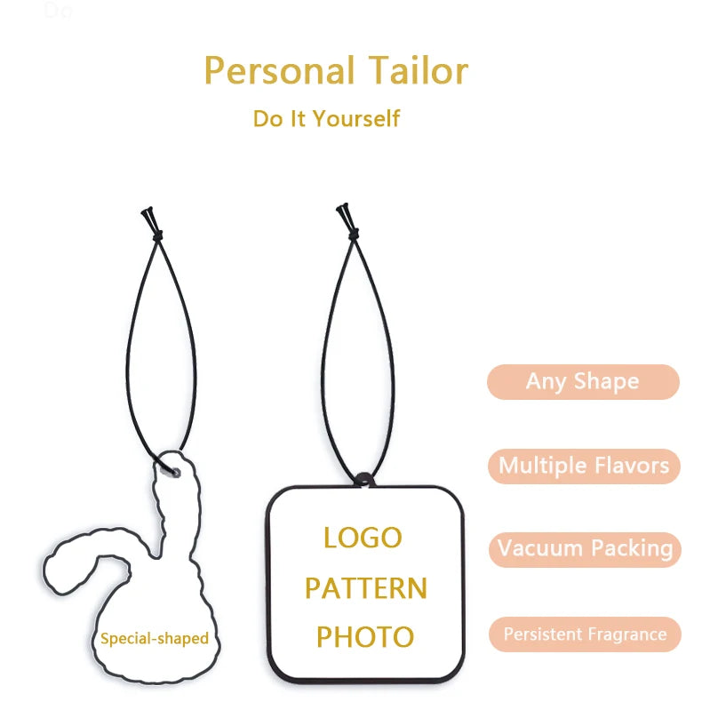 50Pcs Customized Car Air Fresheners Hanging Parfum Natural Scented Paper Air Freshener Car Accessories Interior Auto Perfume