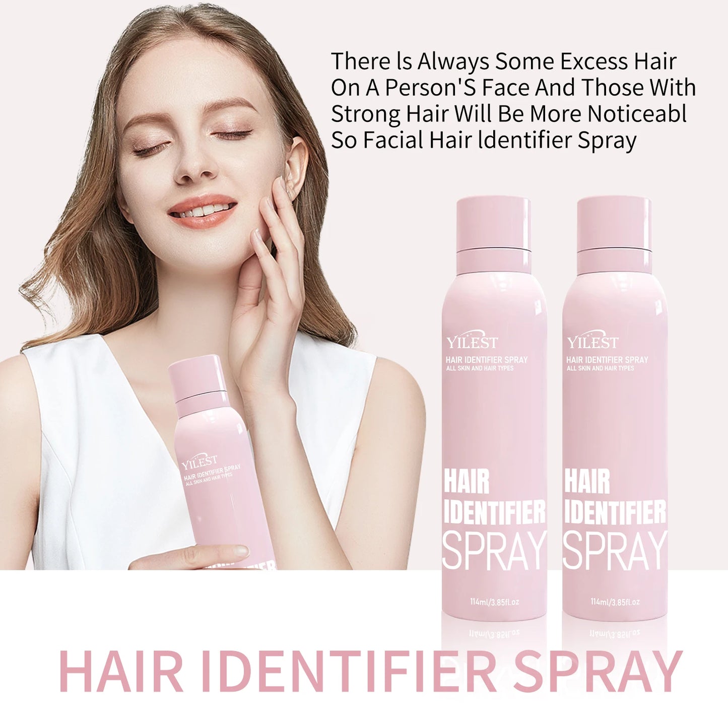 Professional Hair Identifier Spray for Facial Use - Makes Fine Hair Visible, Pre-Shave Preparation, All Skin Types, 114g