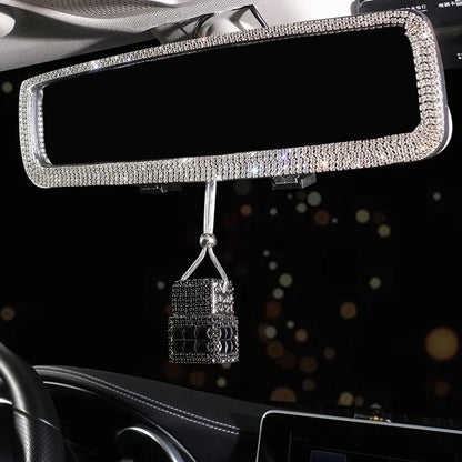 New Car Hanging Air Freshener Empty Glass Bottle Perfume Rearview Mirror Ornament Car Stuff Bling Car Accessories for Woman