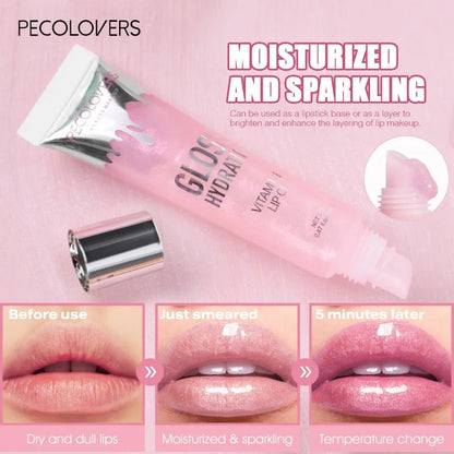 1 Set Hydrating Lip Gloss & Lip Liner Pen, Define Your Lips with 3D Precision, Non-sticky Water Gloss Look, Daily Makeup