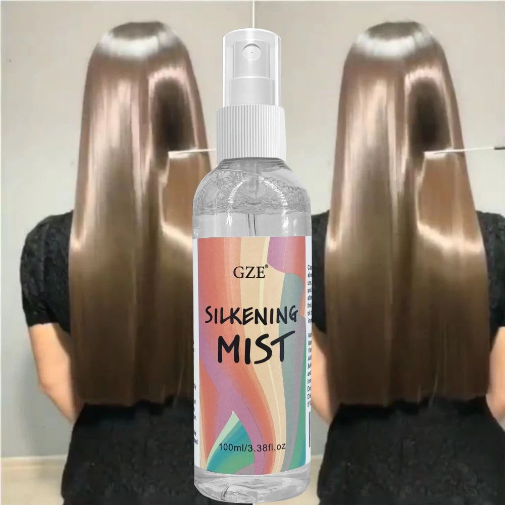 GZE HAIR SILKENING SPRAY Silk Therapy Thermal Shield,tThermal-Pressing Product that Polishes, Silkens, and Smooths Curly Texture
