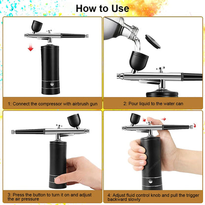 Airbrush Nail High Pressure Nail Art Printing Machine Portable Spray Gun For Nail Art Makeup Painting Cake Nail Spray Airbrush