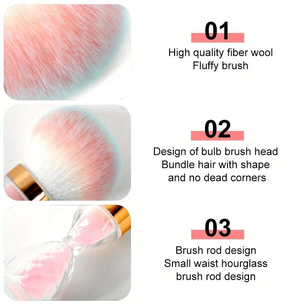 Nail Art Dust Brush For Nails Hourglass Handle Powder Remove Soft Cleaning Nail Brush For Manicure Gel Nail Accessories Tool