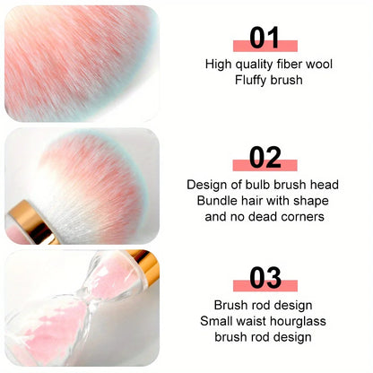 Nail Art Dust Brush For Nails Hourglass Handle Powder Remove Soft Cleaning Nail Brush For Manicure Gel Nail Accessories Tool