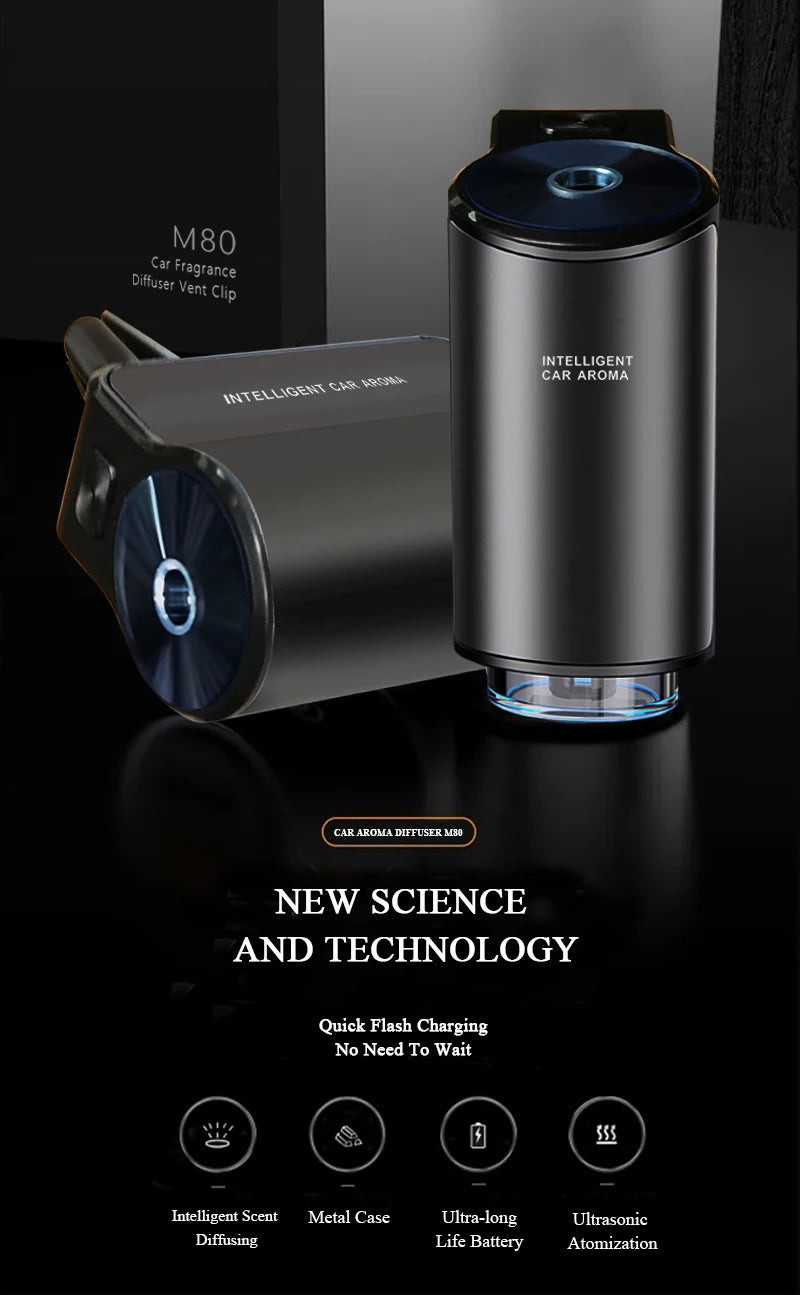 Car Air Freshener Electric Auto Air Diffuser Aroma Car Air Vent Essential Oil Mist Grain Oil Aromatherapy Perfume Fragrance