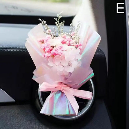 Dried Flower Car Air Freshener Car Air Outlet Aromatherapy For Girls Bouquet Auto Vent Clip Car Accessories Car Decoration