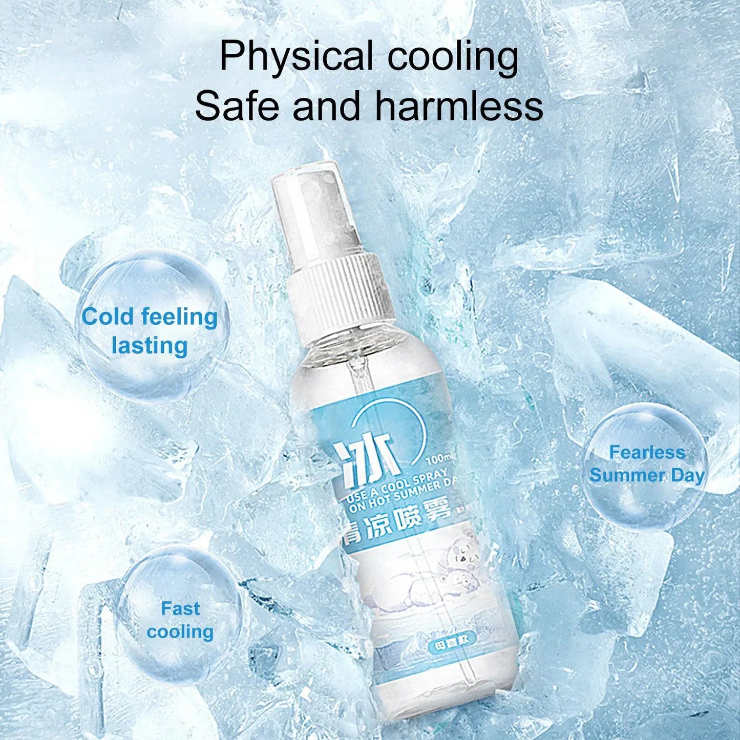 100ml Cooling Spray Refreshing Cool For Body Fine Mist Body Cooling Spray Safe Portable Instant Cooling Long Lasting Sprays