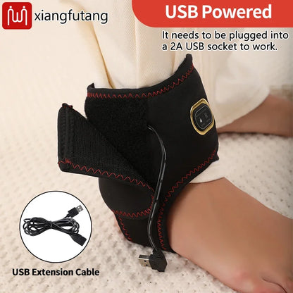 Ankle Massager with Heat Vibratio For Recover Relief Muscle Pain Sports Injuries Joint Warmth Adjustable Brace USB