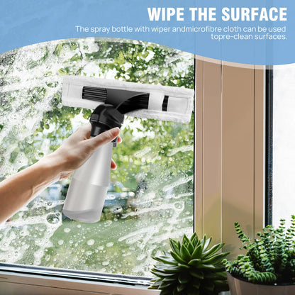 Cordless Window Vacuum Cleaner Rechargable 3-in-1 Spray/Clean/Suck Window Cleaning Tool Set for Showers Mirrors Tiles Home Use