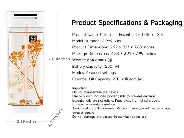 230ml Smart Aroma Diffuser, Auto Air Freshener with Refills, Premium Essential Oil Mist Sprayer, Long-Lasting Fragrance