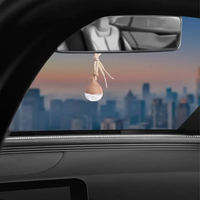 Car Hangings Air Freshener Bottle Diffuser Wooden Glass Hanging Transparent Perfume Bottle Purifying Car Interior Accessories