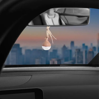 Car Hangings Air Freshener Bottle Diffuser Wooden Glass Hanging Transparent Perfume Bottle Purifying Car Interior Accessories