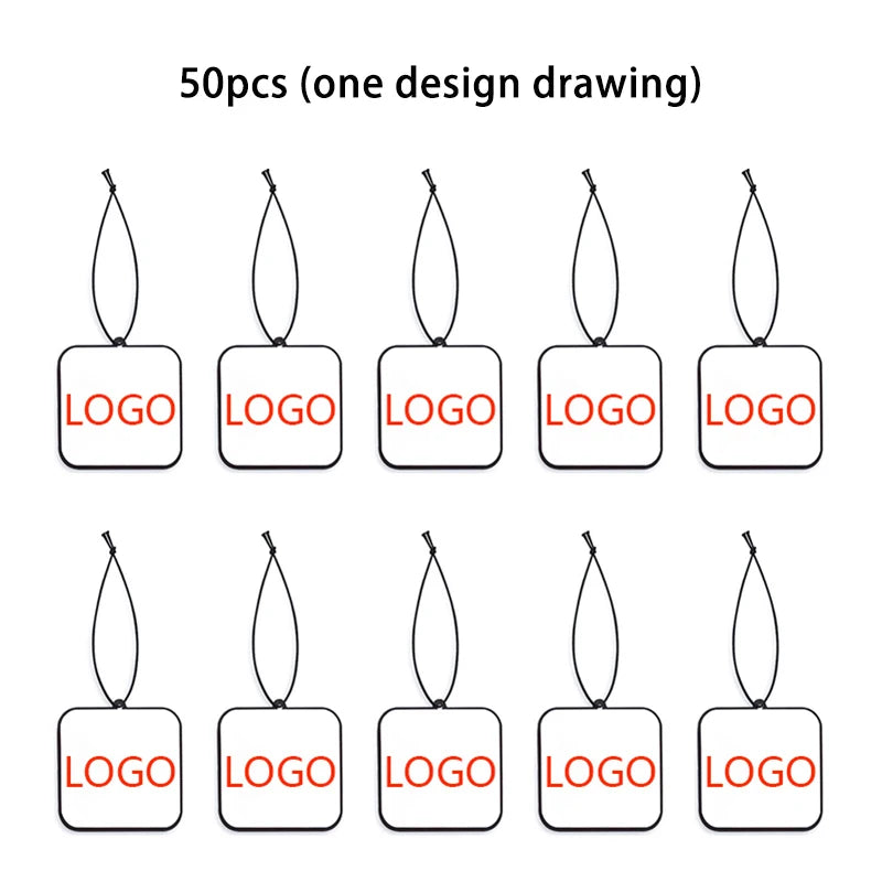 50Pcs Customized Car Air Fresheners Hanging Parfum Natural Scented Paper Air Freshener Car Accessories Interior Auto Perfume