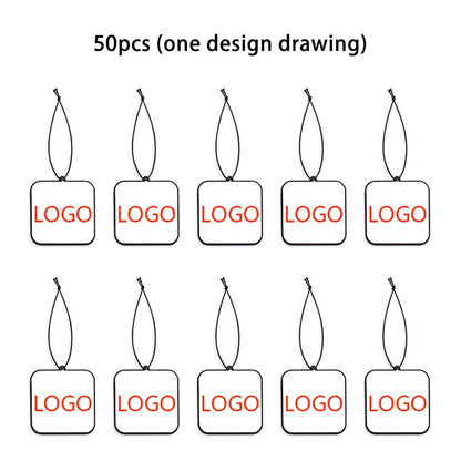 50Pcs Customized Car Air Fresheners Hanging Parfum Natural Scented Paper Air Freshener Car Accessories Interior Auto Perfume