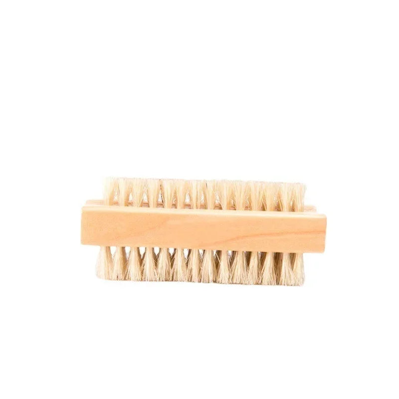 Nail Art Trimming Bristle Brush Wooden Double Sided Handle Nylon Bristle Manicure Pedicure Scrubbing Nail Bath Brush