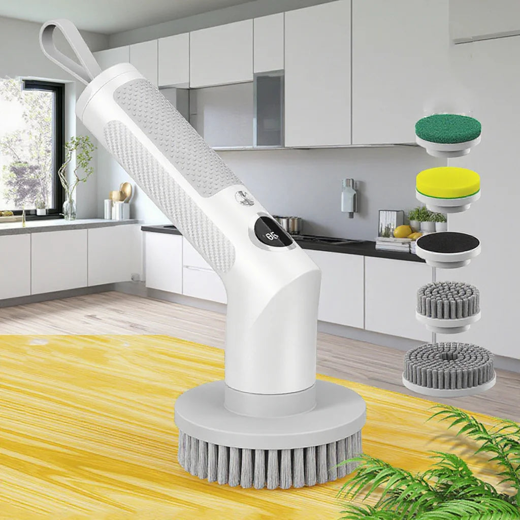 Kitchen Cleaning Tool USB 5 in 1 Cleaner Bathroom Bathtub Clean Brush Spin Scrubber Electric Cleaning Brush to Dishwashing Sink