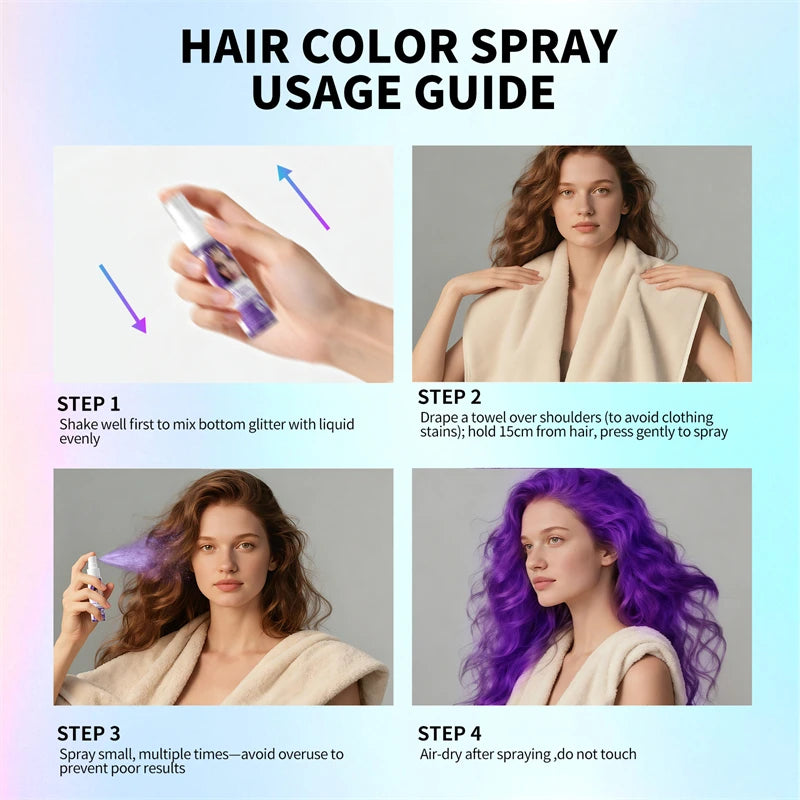 New Hair Color Spray Temporary Diy Hair Dye Spray Halloween Party Costume Instant Hair Styling Spray Disposable Hair Tools 30ml