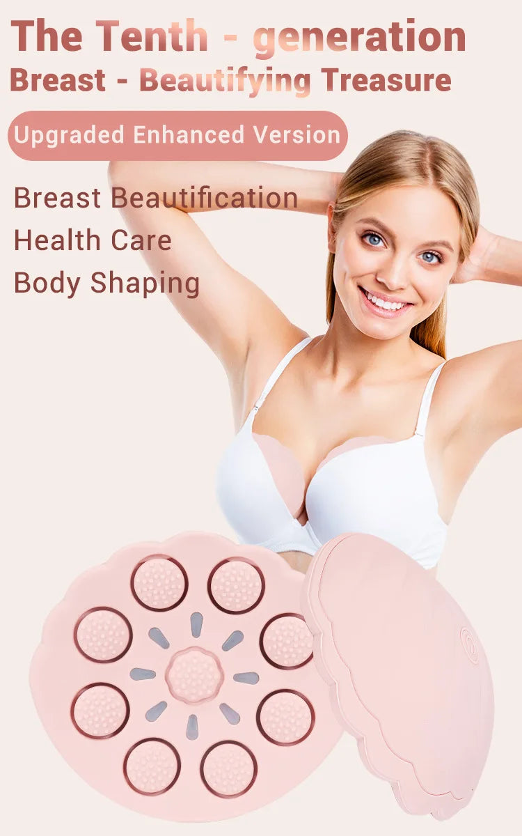 Breast Massager with Heat and Red Blue Light Therapy - 6 Modes 6 Intensity Electric Massage for Firming, Lifting and Skin Care,