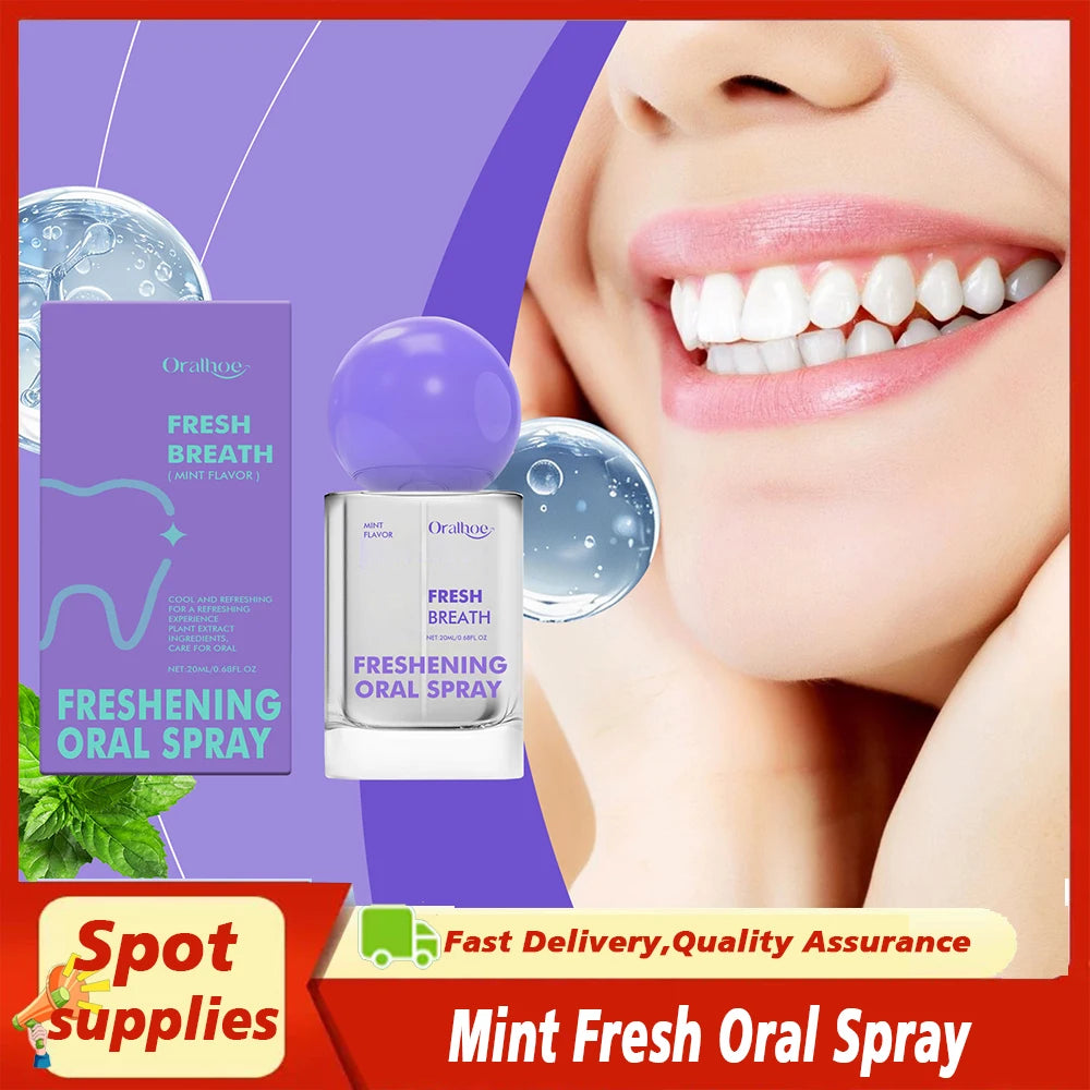 Mint Fresh Oral Spray Mouth Freshener 20ml Mild Long-Lasting Mist No Alcohol Travel-Sized Oral Care Breath Freshener for Adults