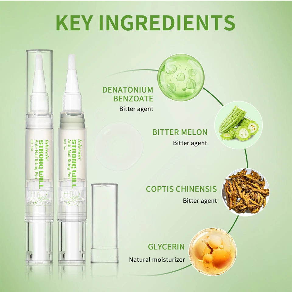 Lakerain Anti-Nail Biting Pen Strong Bitter Protect Nails Apply Quickly Safe Ingredients Natural Moisturizing Nail Pen Care Tool