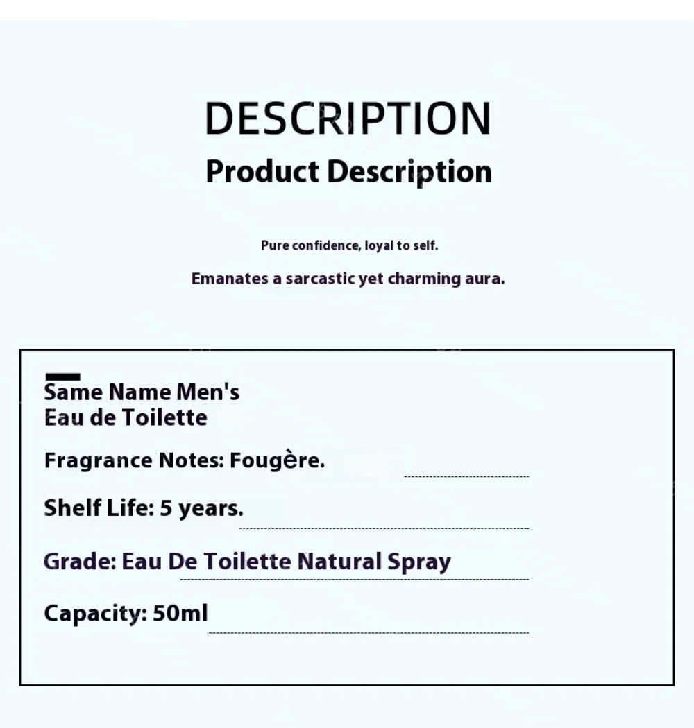 Brand Mens Cologne Perfumes High-End Woody Notes Fresh Perfume Spray Charm Long Lasting Fragrance Pheromone Men Eau De Toilette